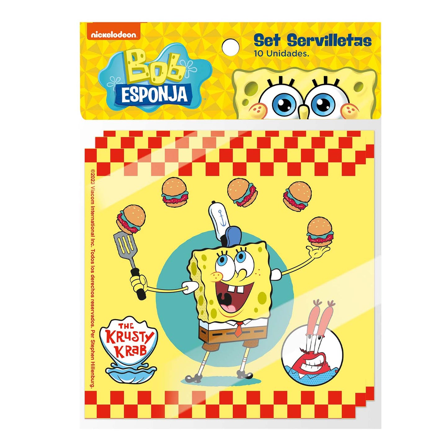 Set 10 Servilletas 33x33 cm | Bob Esponja