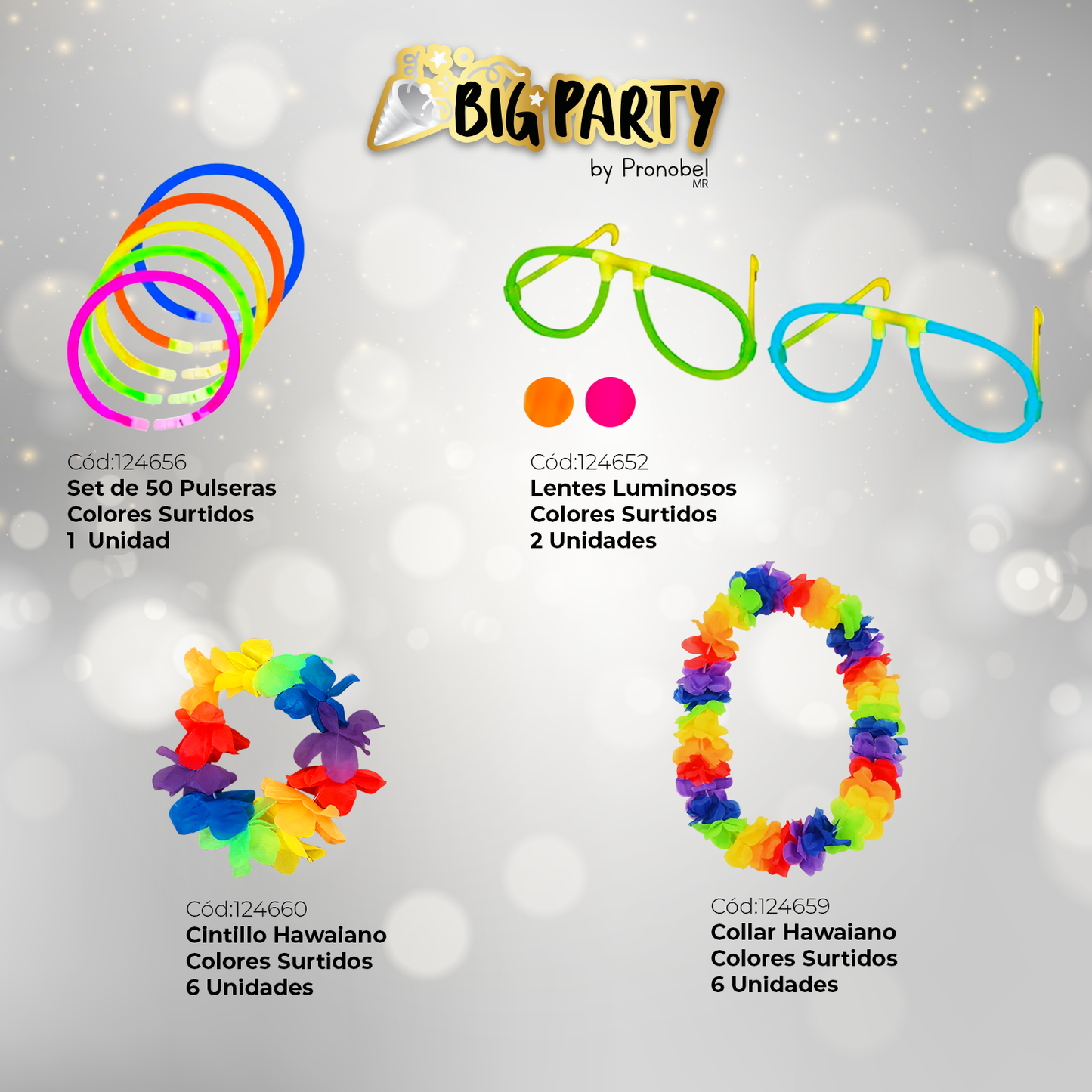 Pack Carnaval 15 Piezas Neón | Big Party