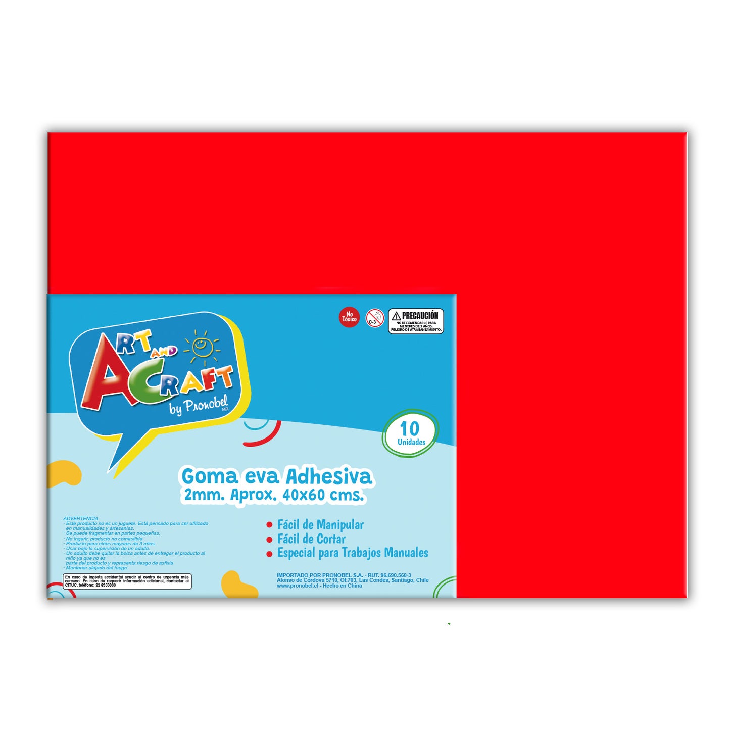 Goma Eva Adhesiva 40x60 cm 2 mm Rojo | Art & Craft
