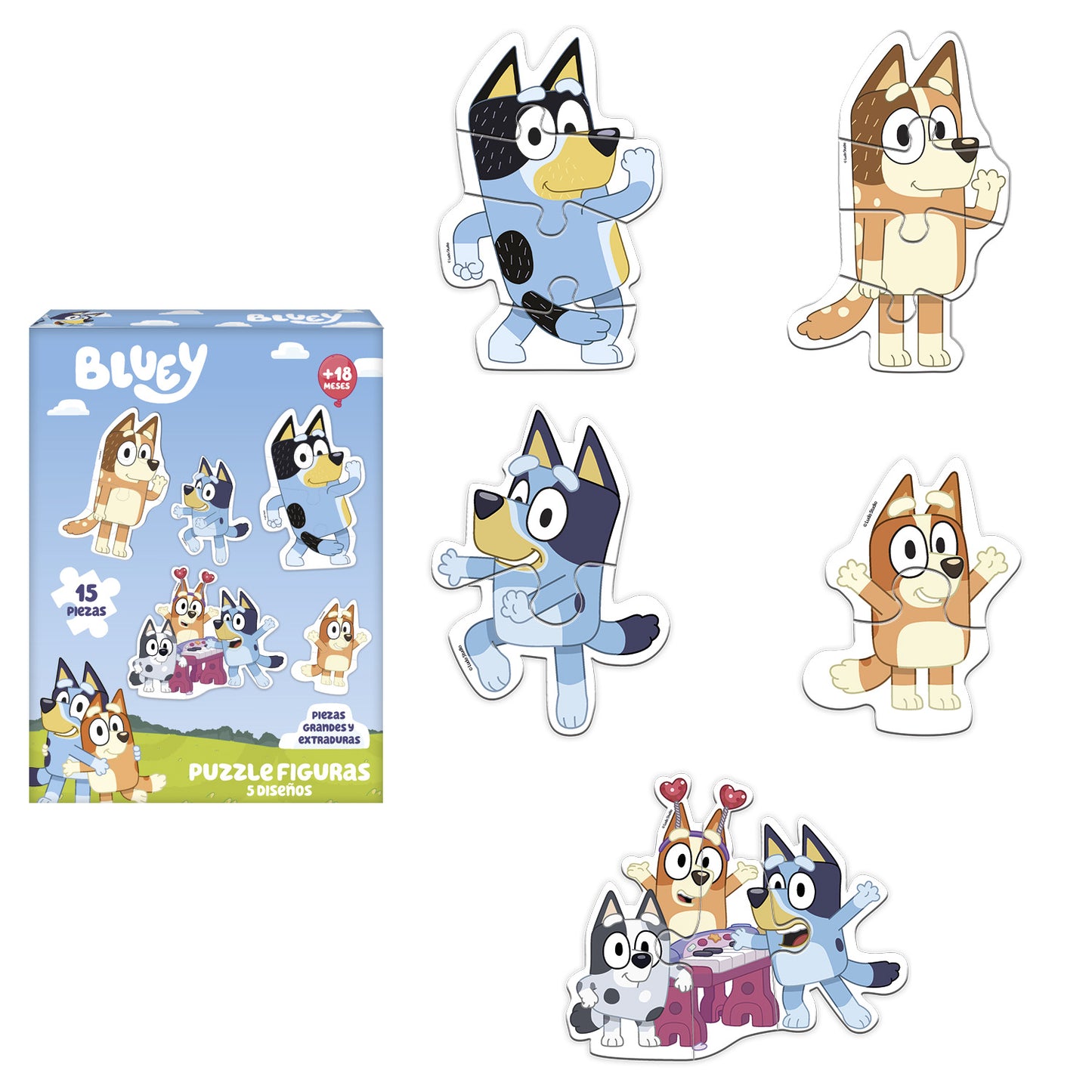 Puzzles 5 Personajes 15 Piezas | Bluey