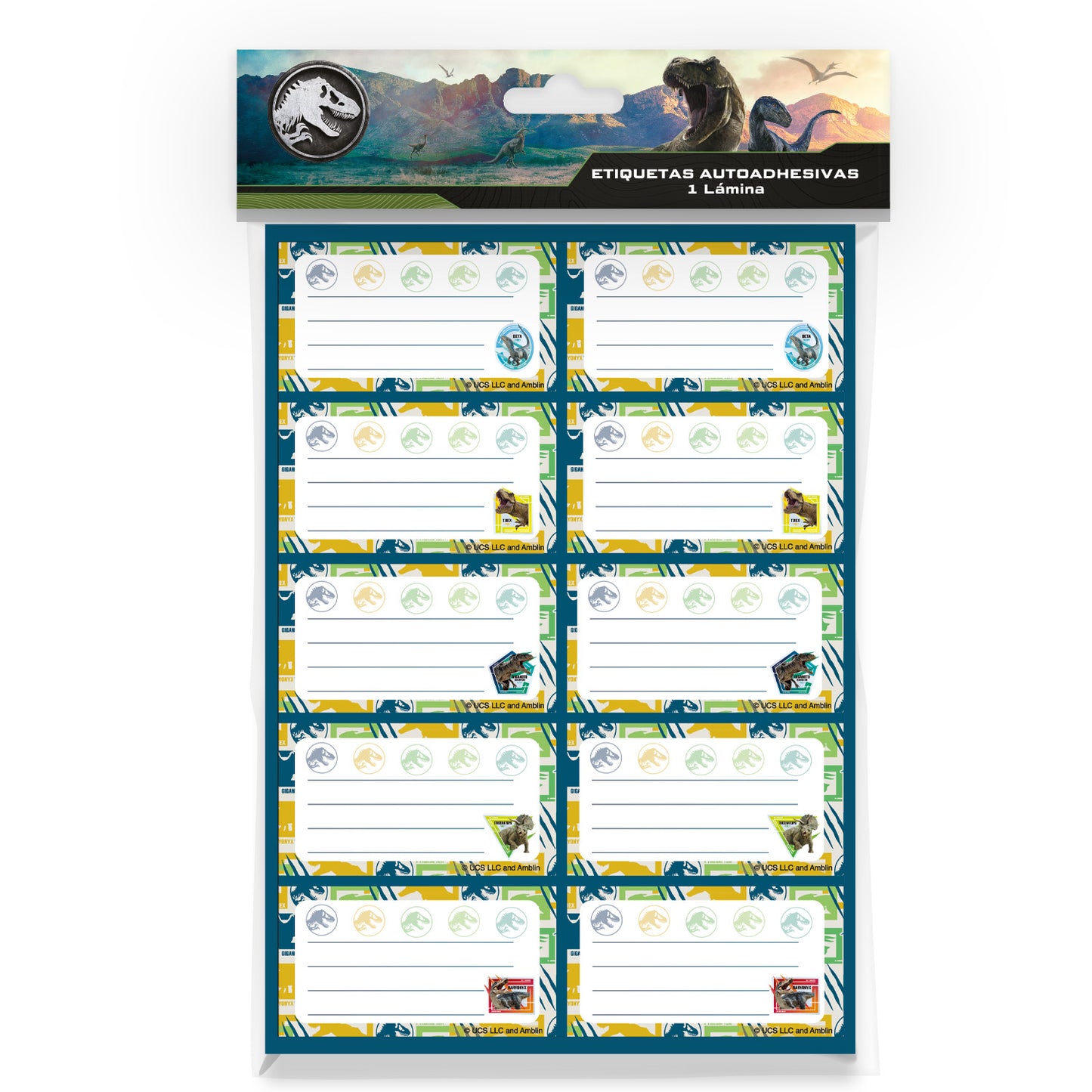 Lamina Etiqueta Escolar | Jurassic World