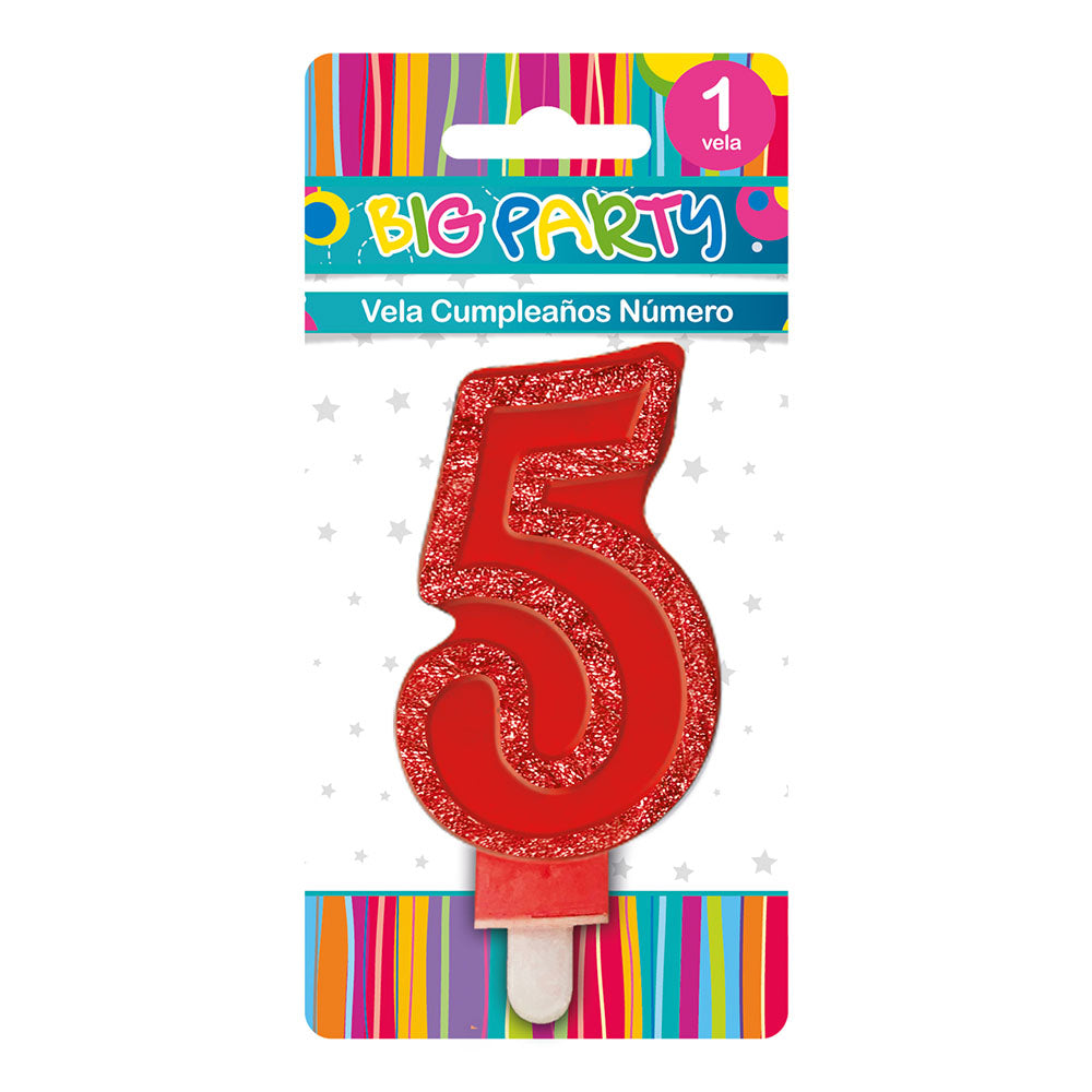 Vela Color Borde Glitter N°5 | Big Party