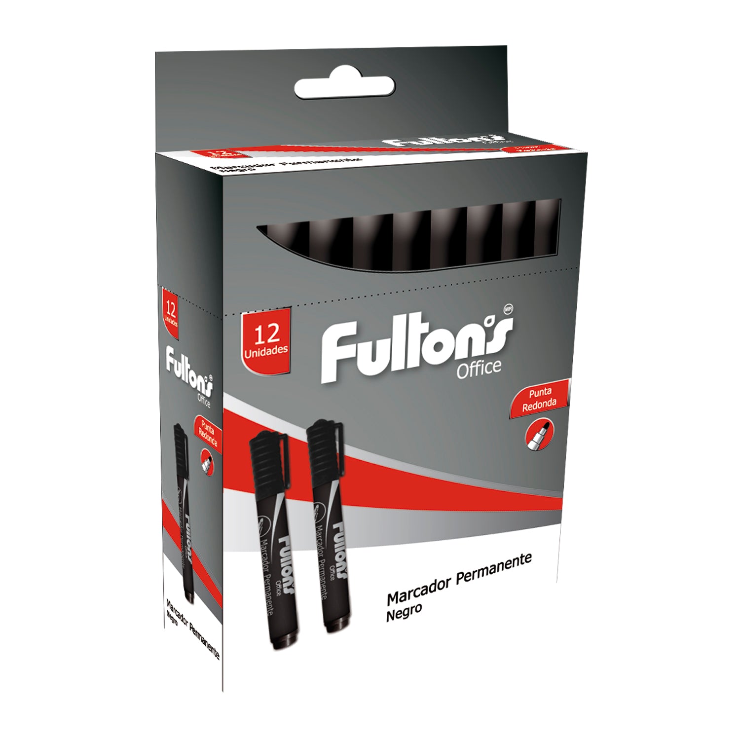 Marcador Permanente Punta Redonda Negro | Fultons