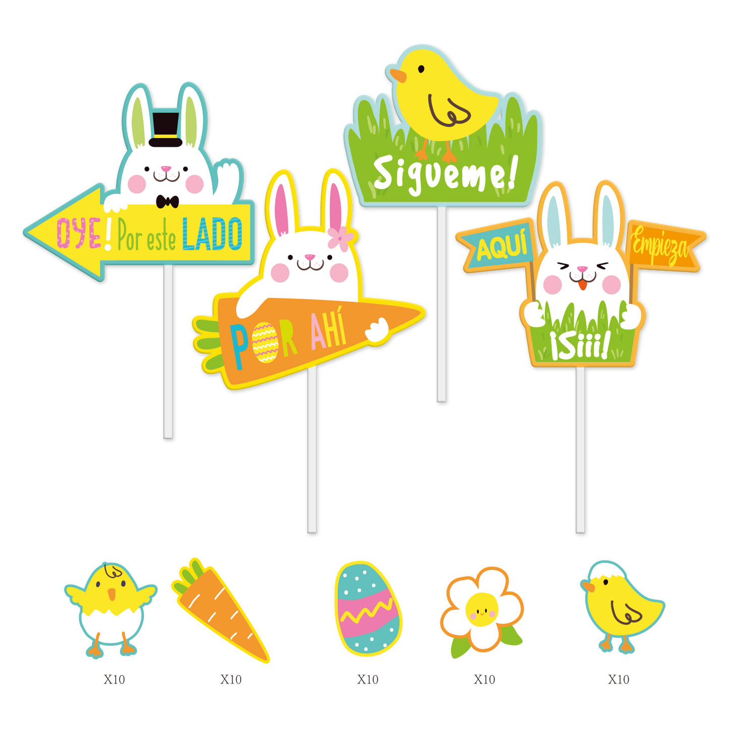 Carteles Para Jardín Búsqueda De Huevos, 54 Piezas Pascua | Big Party