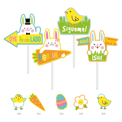 Carteles Para Jardín Búsqueda De Huevos, 54 Piezas Pascua | Big Party