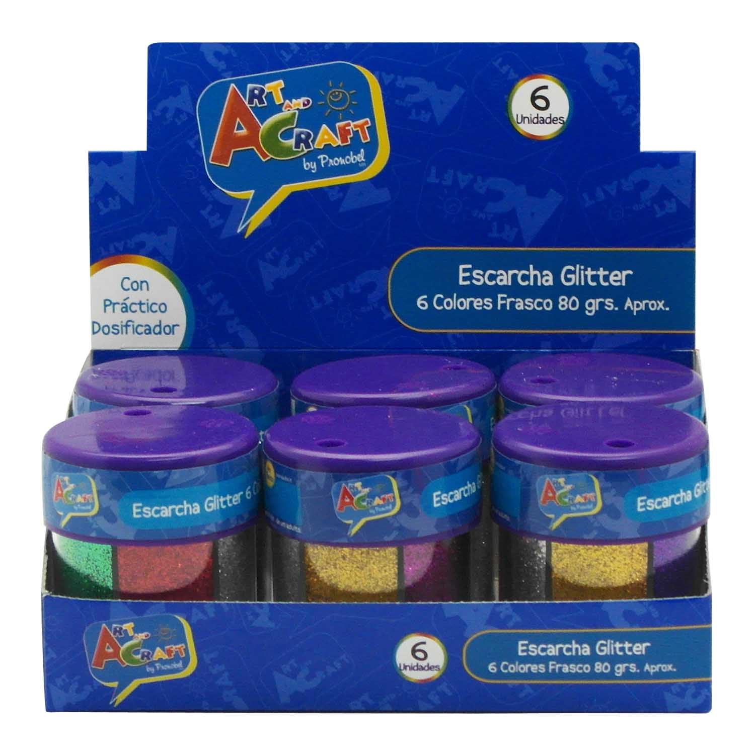 Escarcha Glitter Frasco 80 Grs 6 Colores | Art & Craft