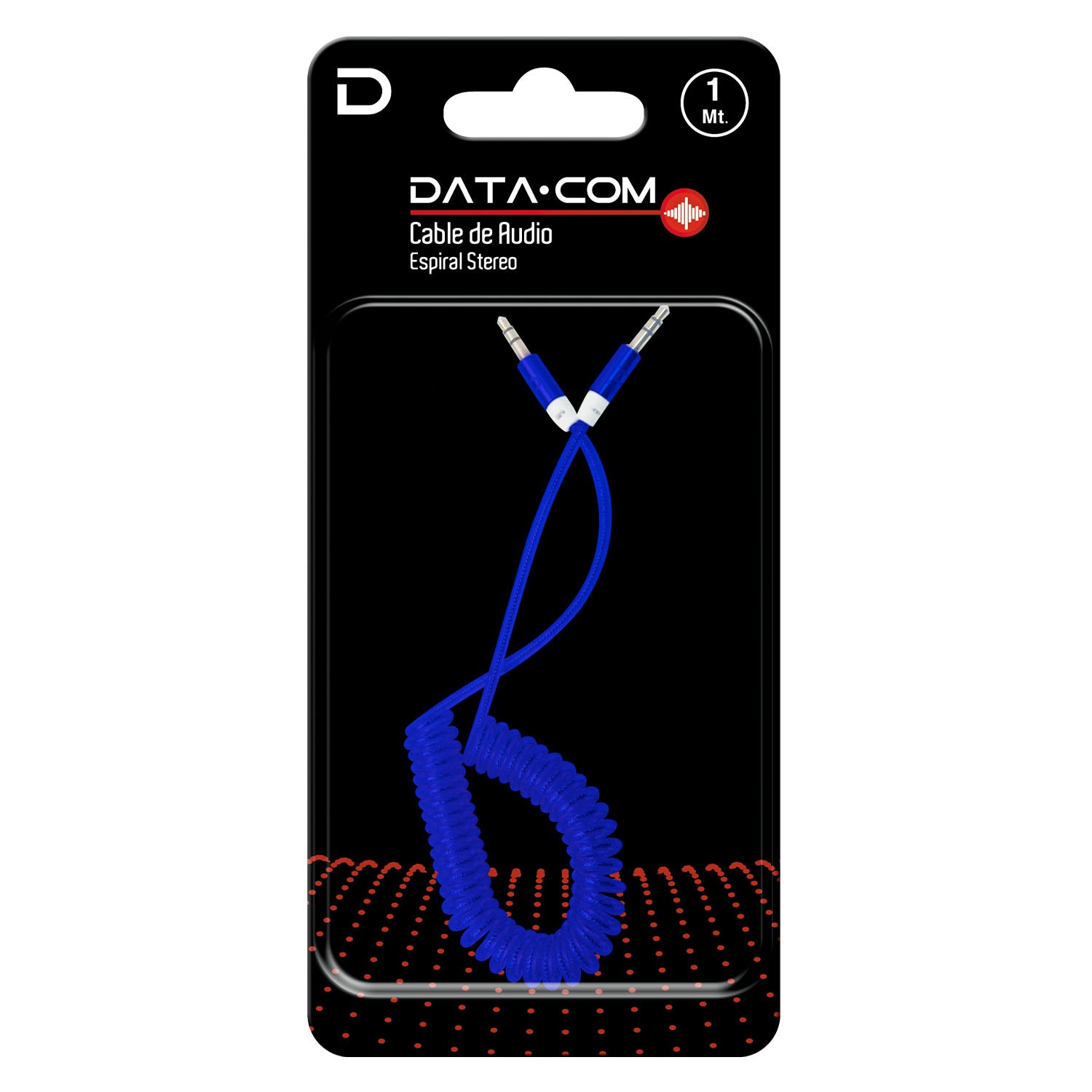 Cable Espiral Audio 3.5 a 3.5 Punta Metal Azul 1 metro | Datacom