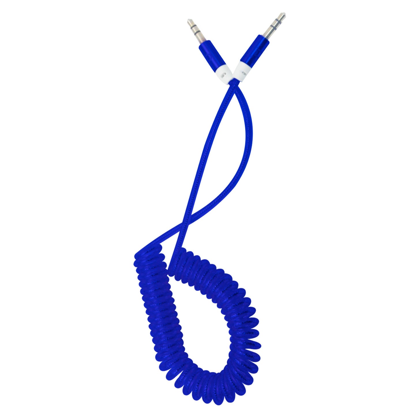 Cable Espiral Audio 3.5 a 3.5 Punta Metal Azul 1 metro | Datacom