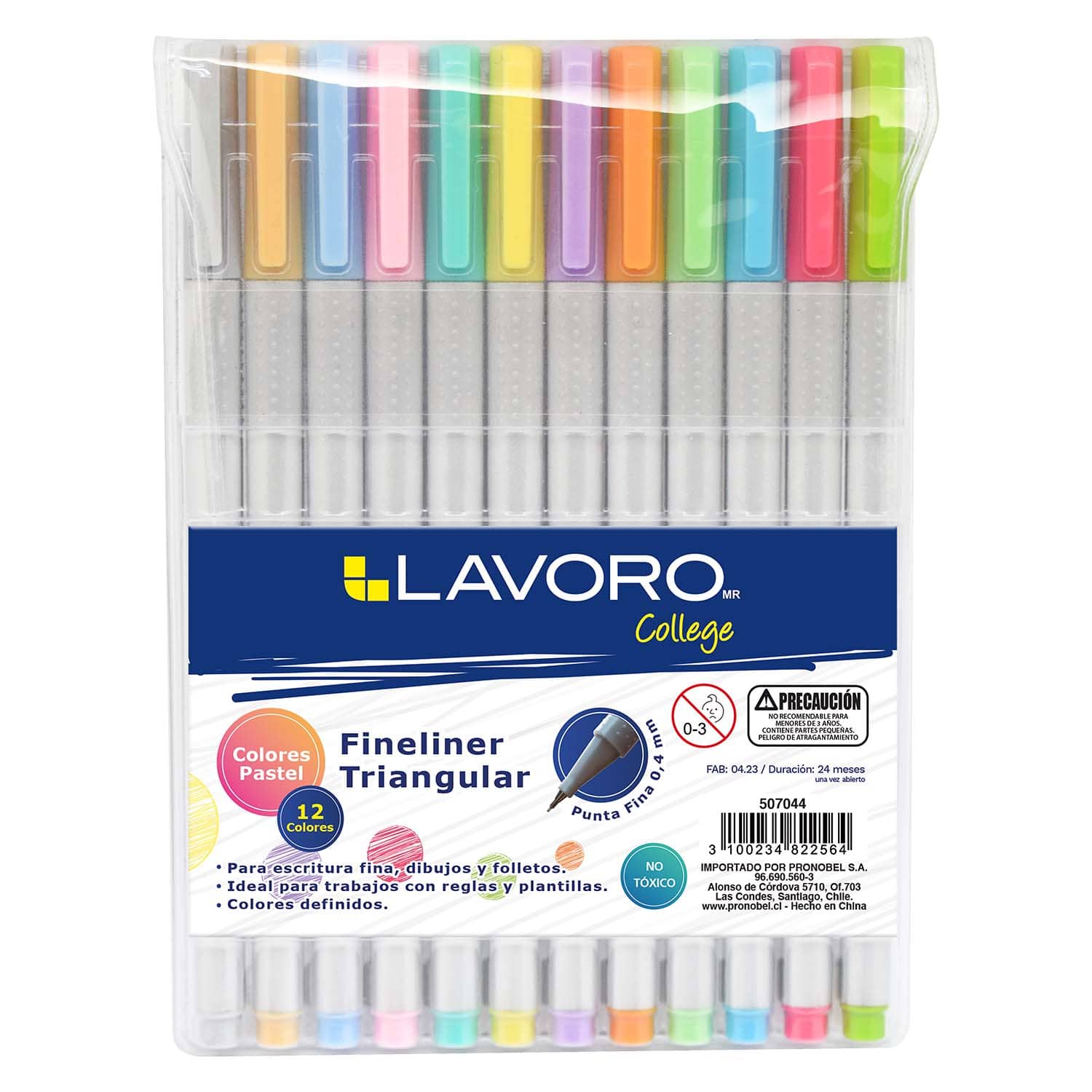 Fineliner Triangular 0,4mm Colores Pastel 12 Col | Lavoro