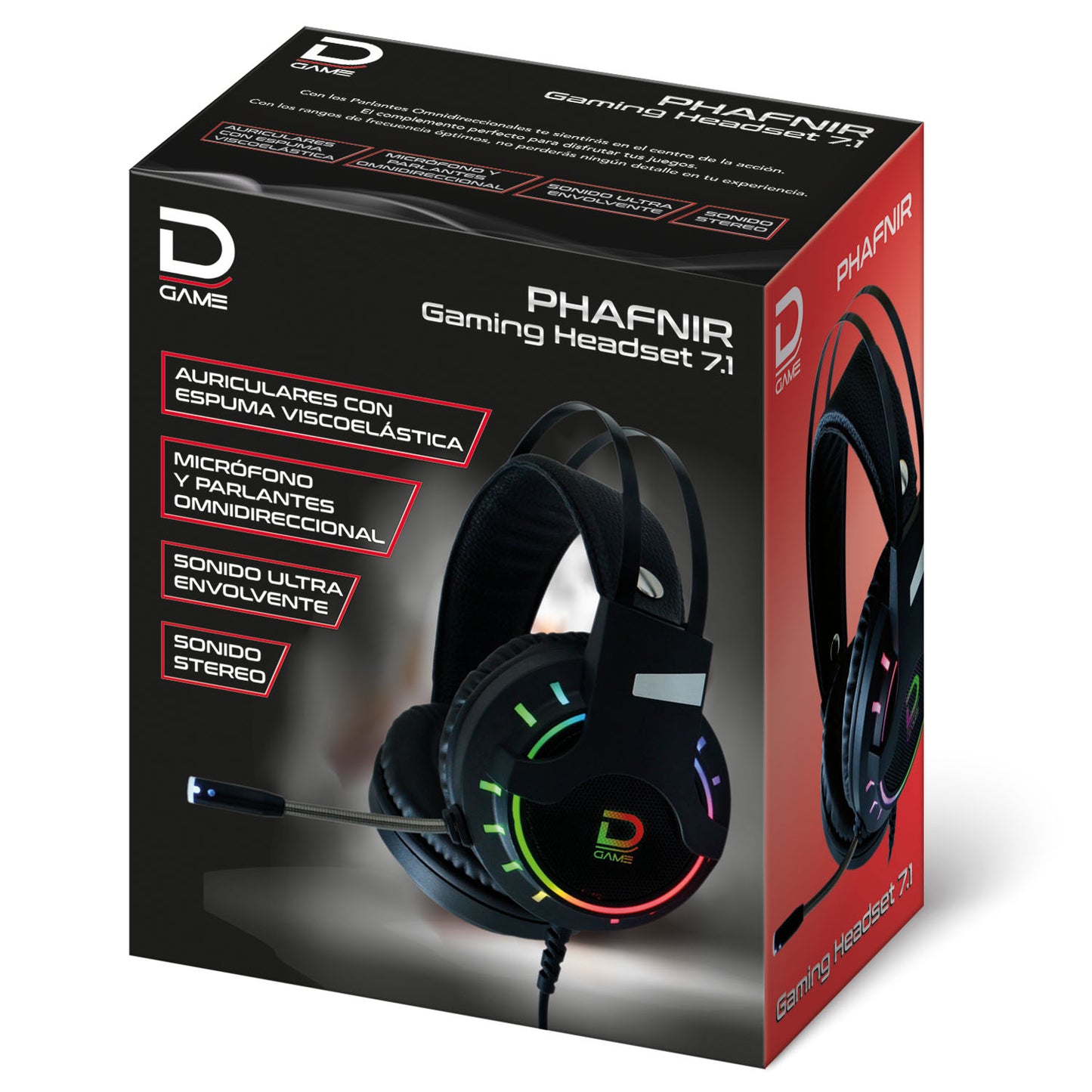 Audífonos Gaming Headset RGB 7.1 USB + 3,5 metros | Datacom