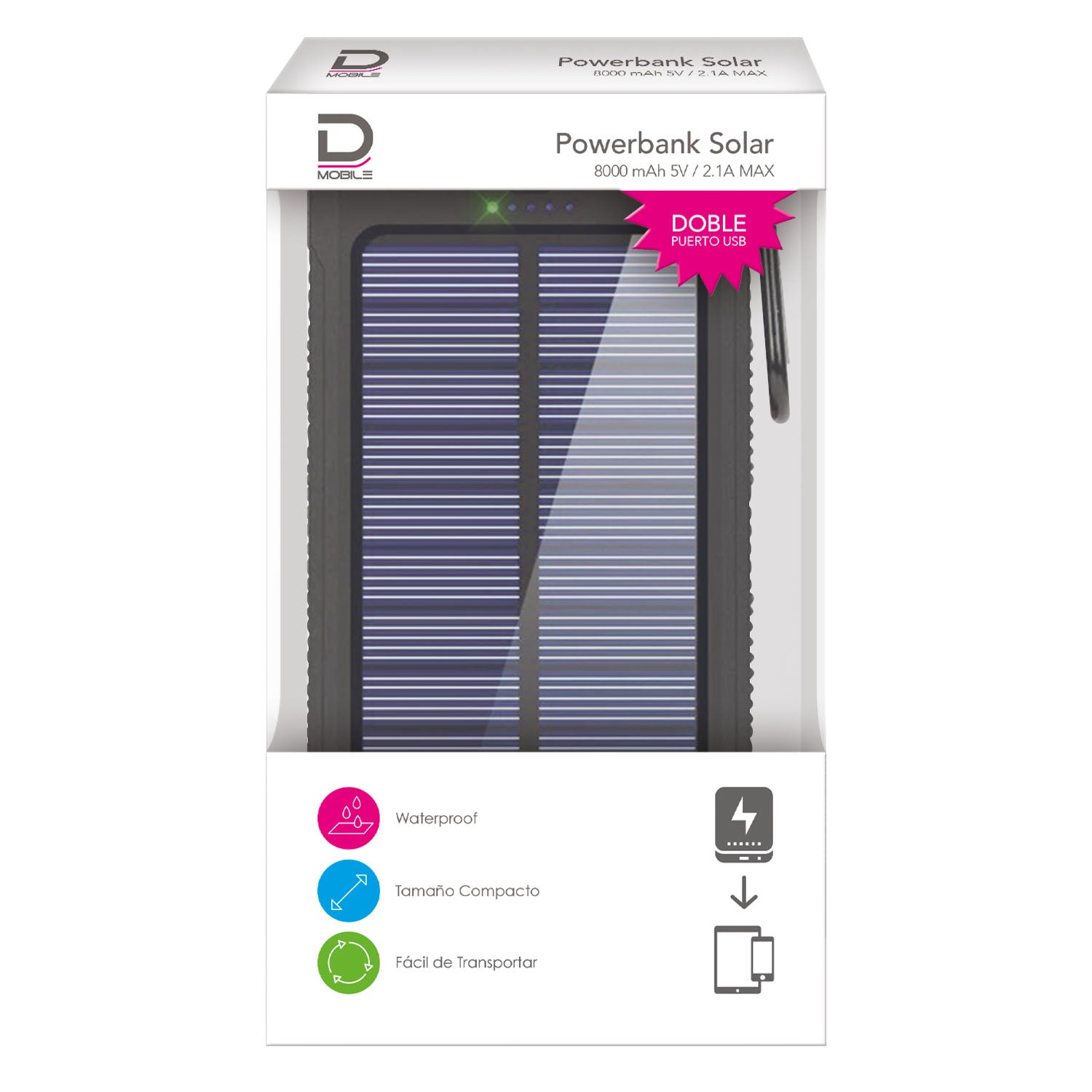 Powerbank Solar 8000 Mah 5V/2.1A Max | Datacom