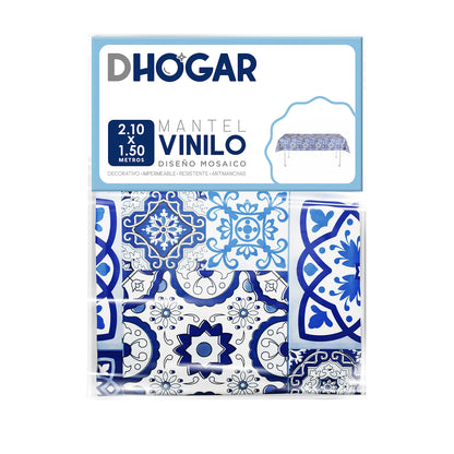 Mantel Vinilo Mosaico Azul 210x150 cm | DHogar