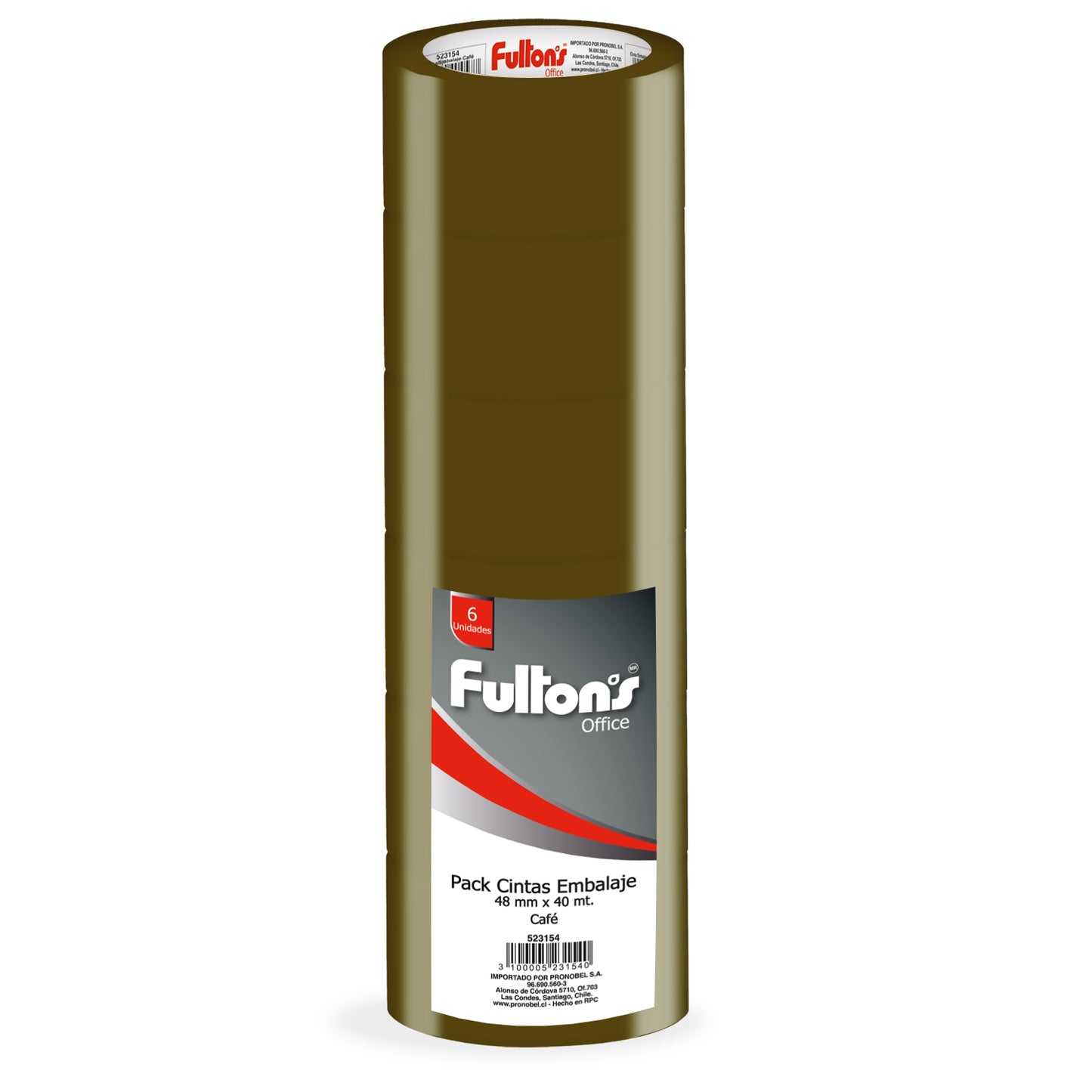Pack 6 Cinta Embalaje 48mm x 40 mt Café Fultons