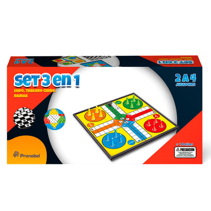 Set 3 En 1 Magnetico Tablero (Dama, Tablero Chino, Ludo) | Nobel Toys