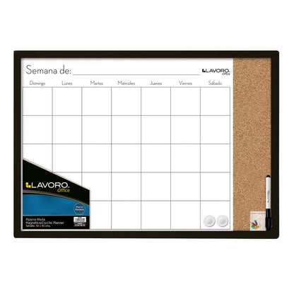 Pizarra Mixta Magnética/Corcho Planner 60x90 cm | Lavoro