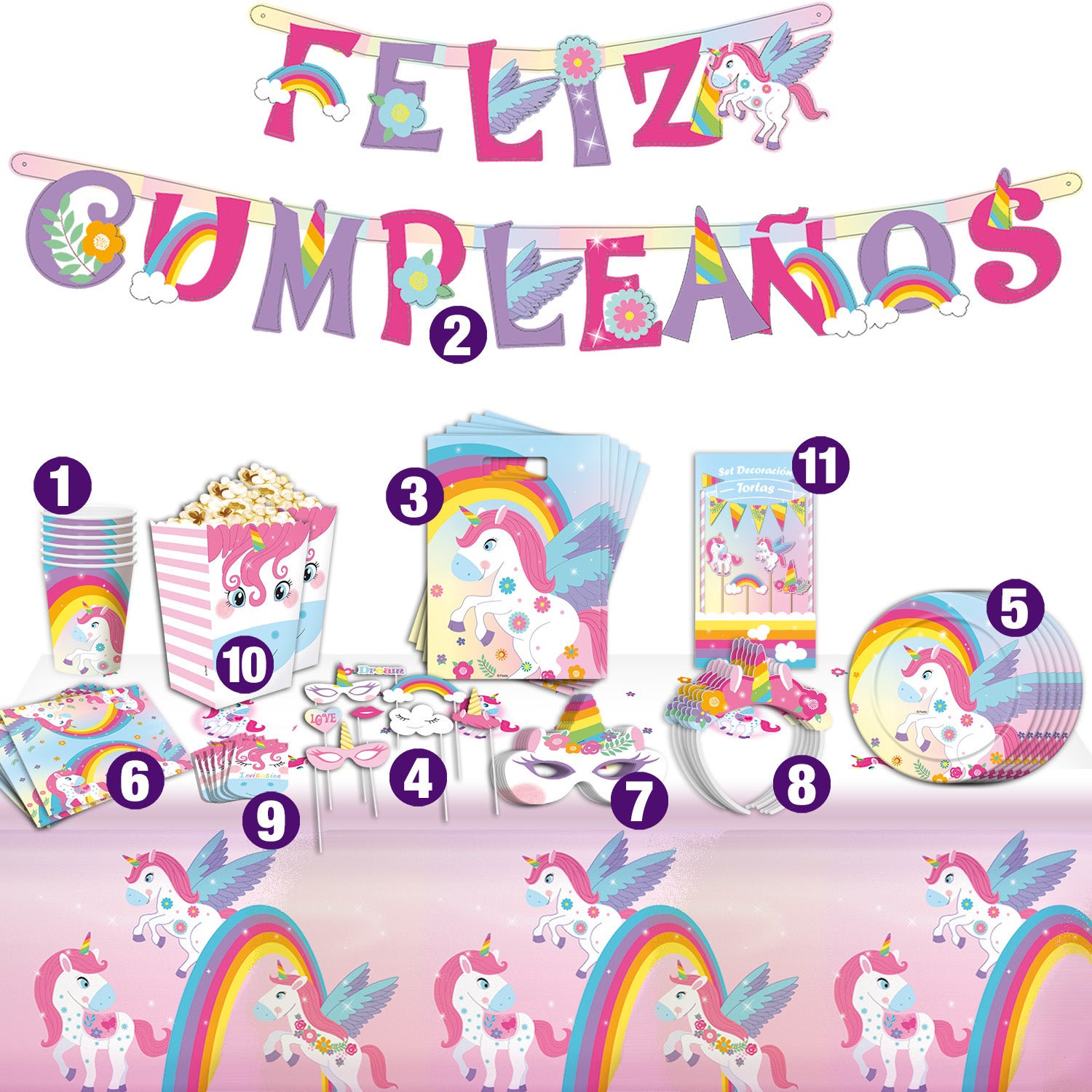 Set Cumpleaños Unicornios para 6 Personas | Big Party