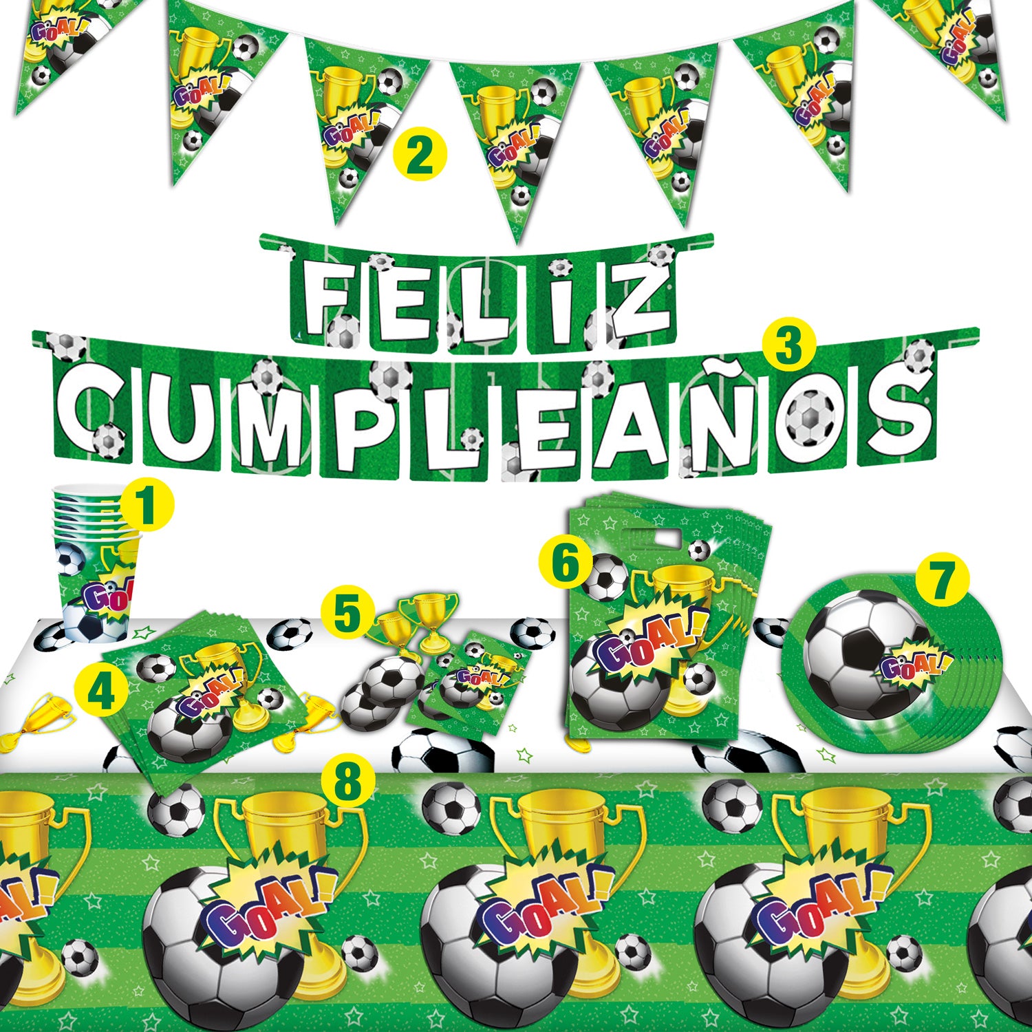 Set Cumpleaños Futbol para 6 Personas | Big Party