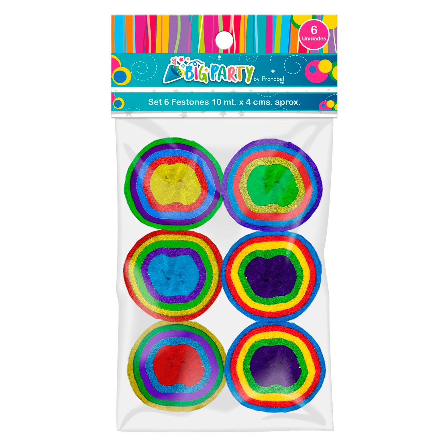 Set 6 Festones Color Surtidos | Big Party