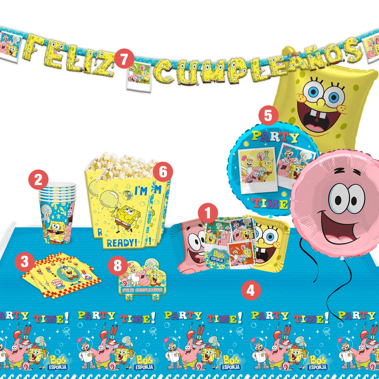 Set Cumpleaños para 6 Personas | Bob Esponja