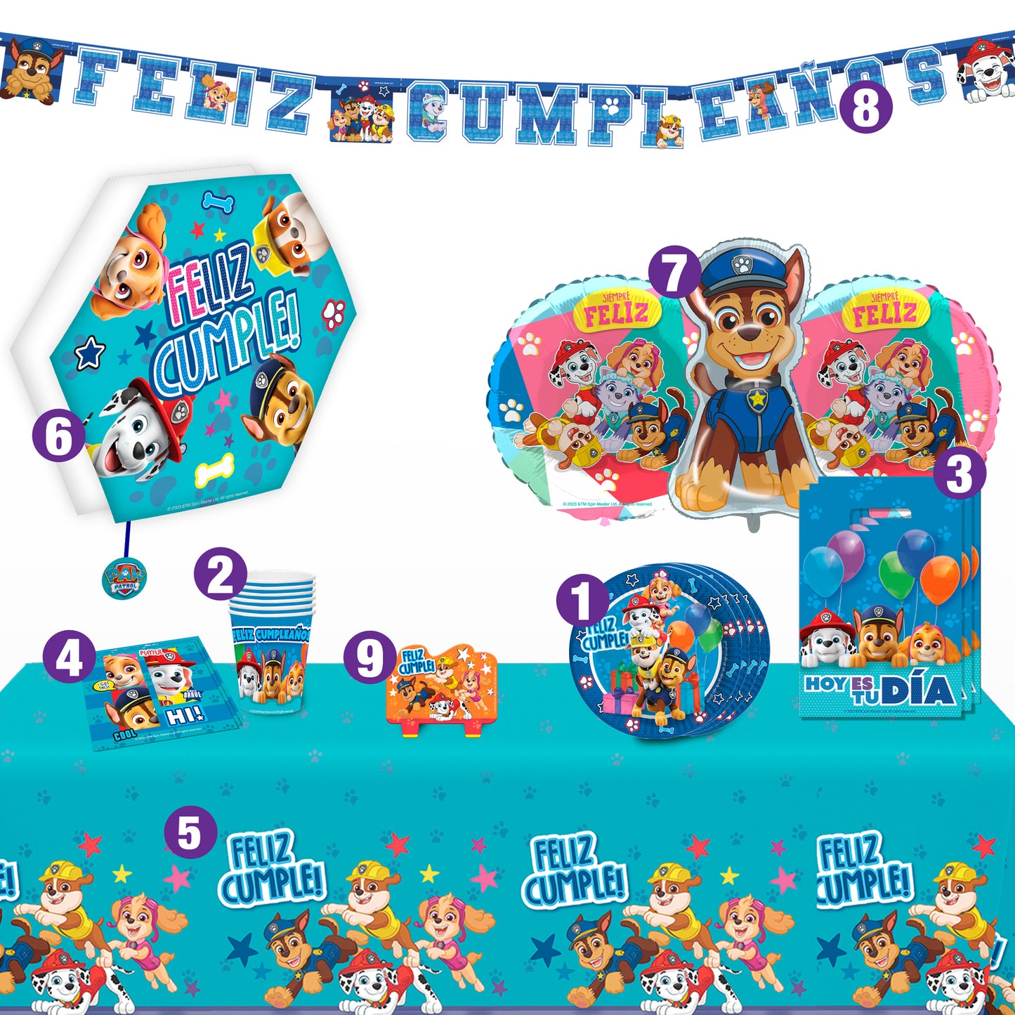 Set Cumpleaños para 6 Personas | Paw Patrol