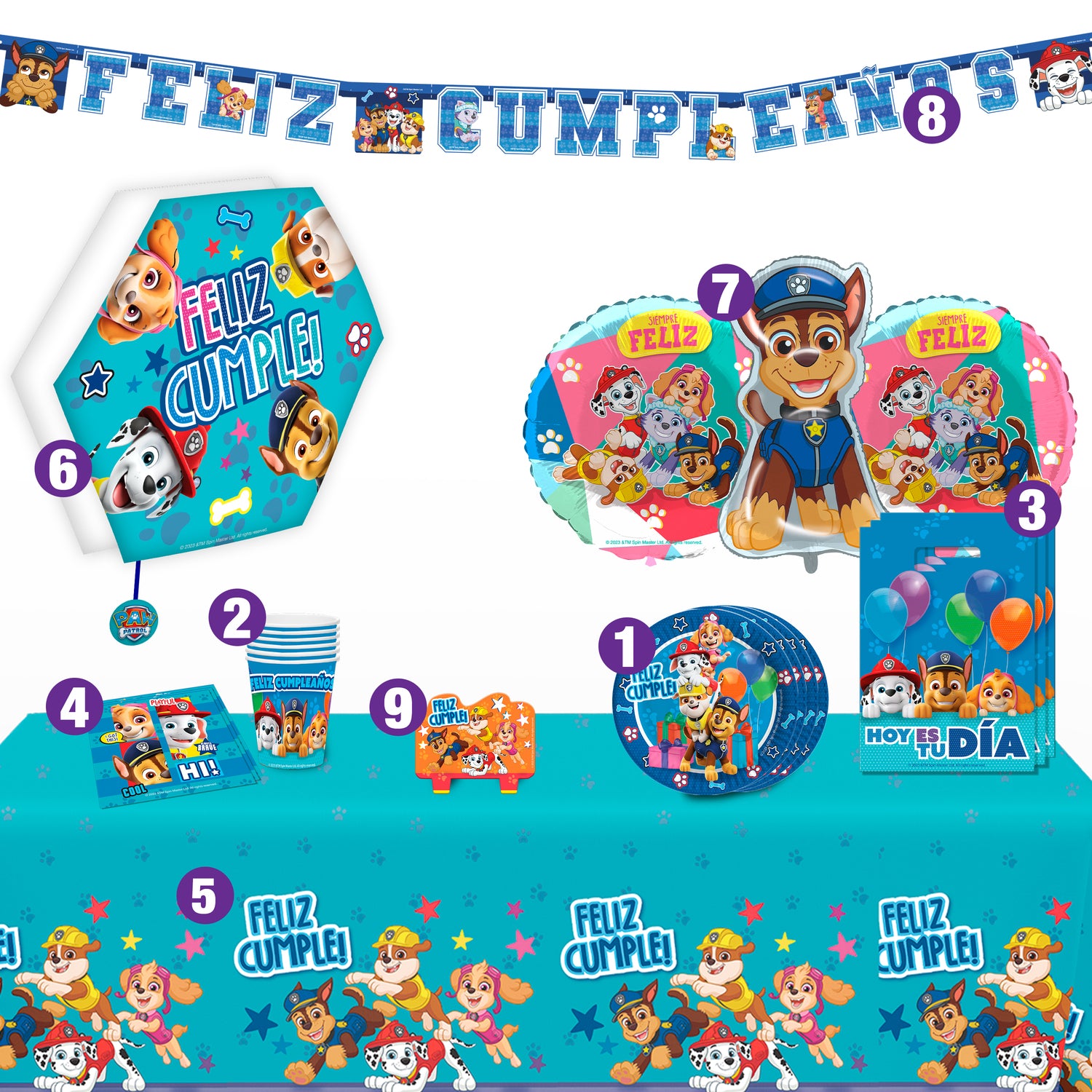 Set Cumpleaños para 6 Personas | Paw Patrol