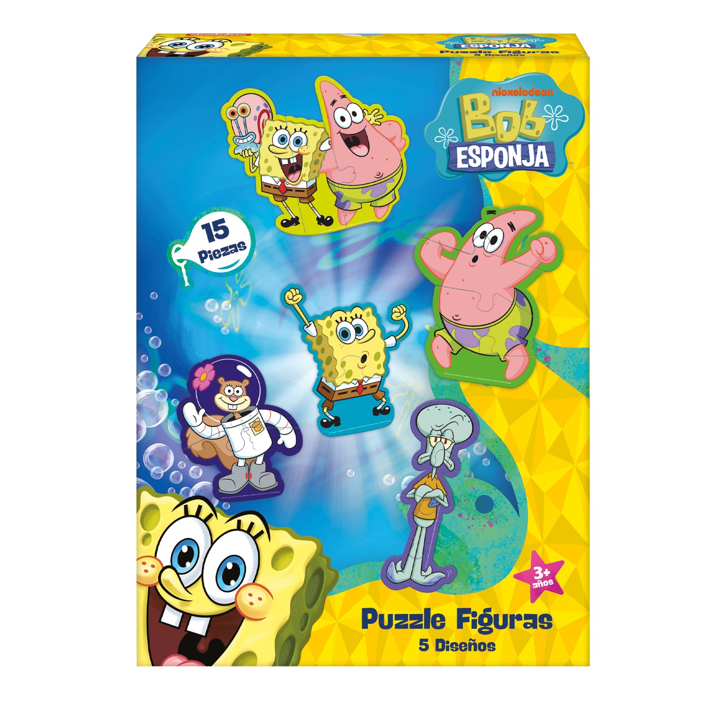 Puzzle 5 Personajes 15 Piezas | Bob Esponja