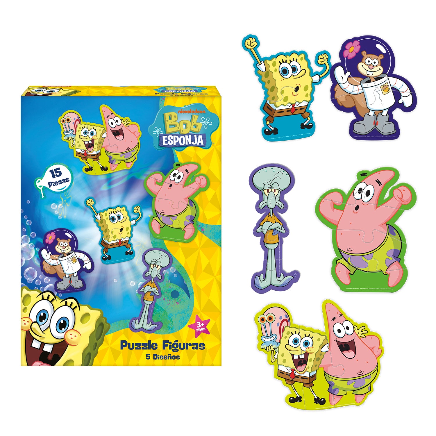 Puzzle 5 Personajes 15 Piezas | Bob Esponja