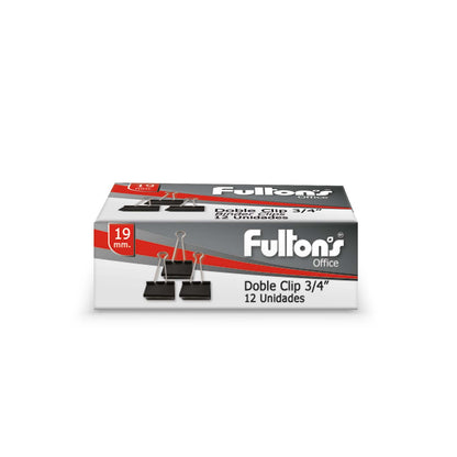 Clip Doble Negro 19 mm Metálico | Fultons