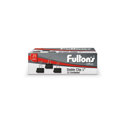 Clip Doble Negro 25 mm Metálico | Fultons
