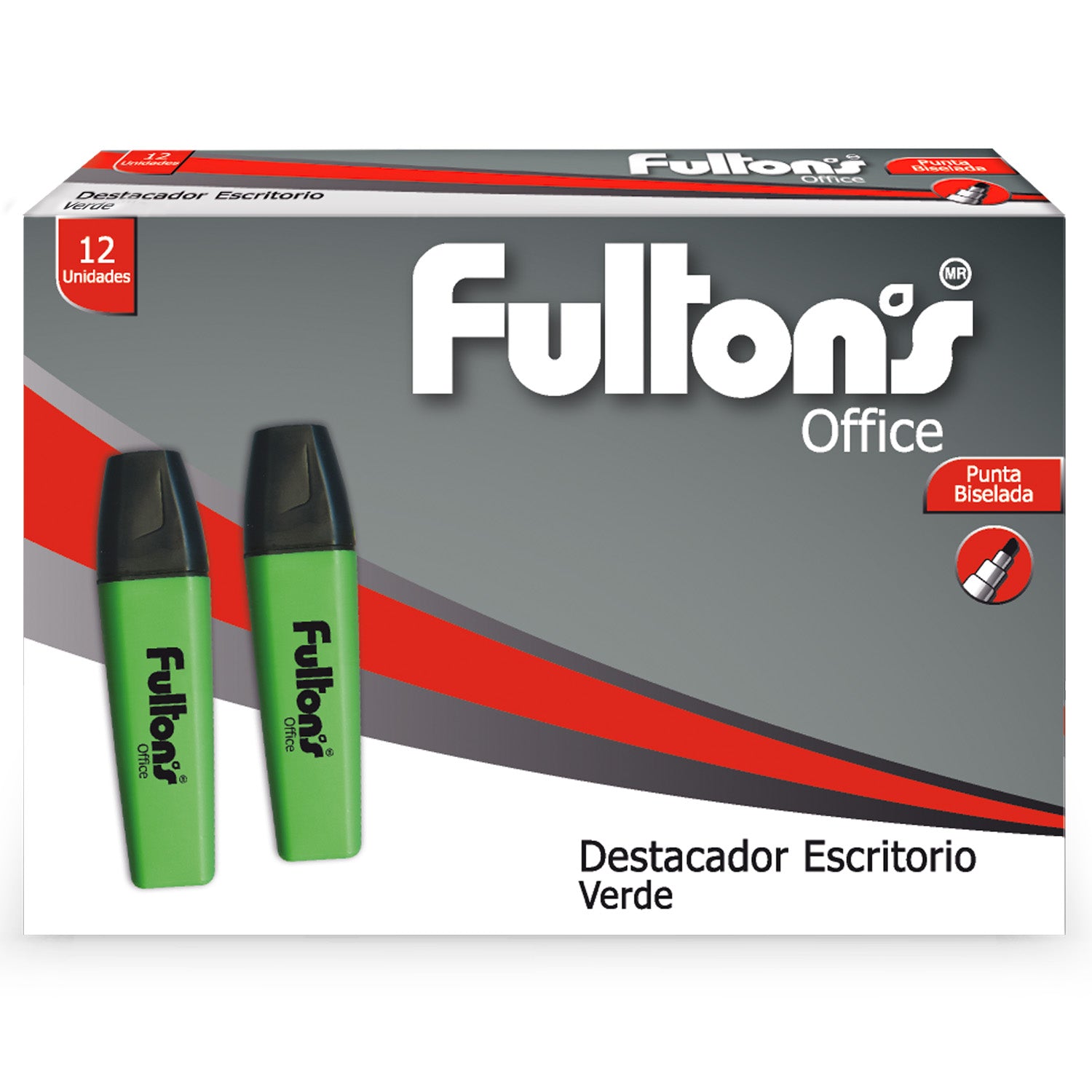 Destacador Escritorio Punta Biselada Verde Fultons