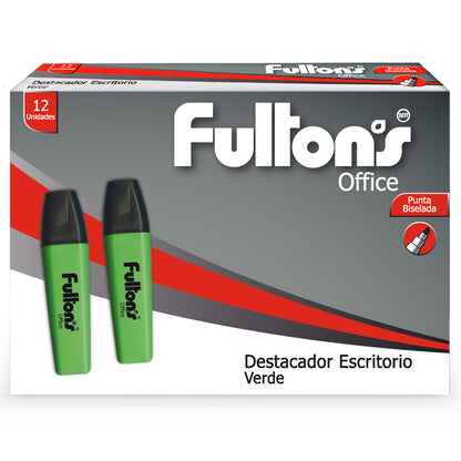 Destacador Escritorio Punta Biselada Verde Fultons