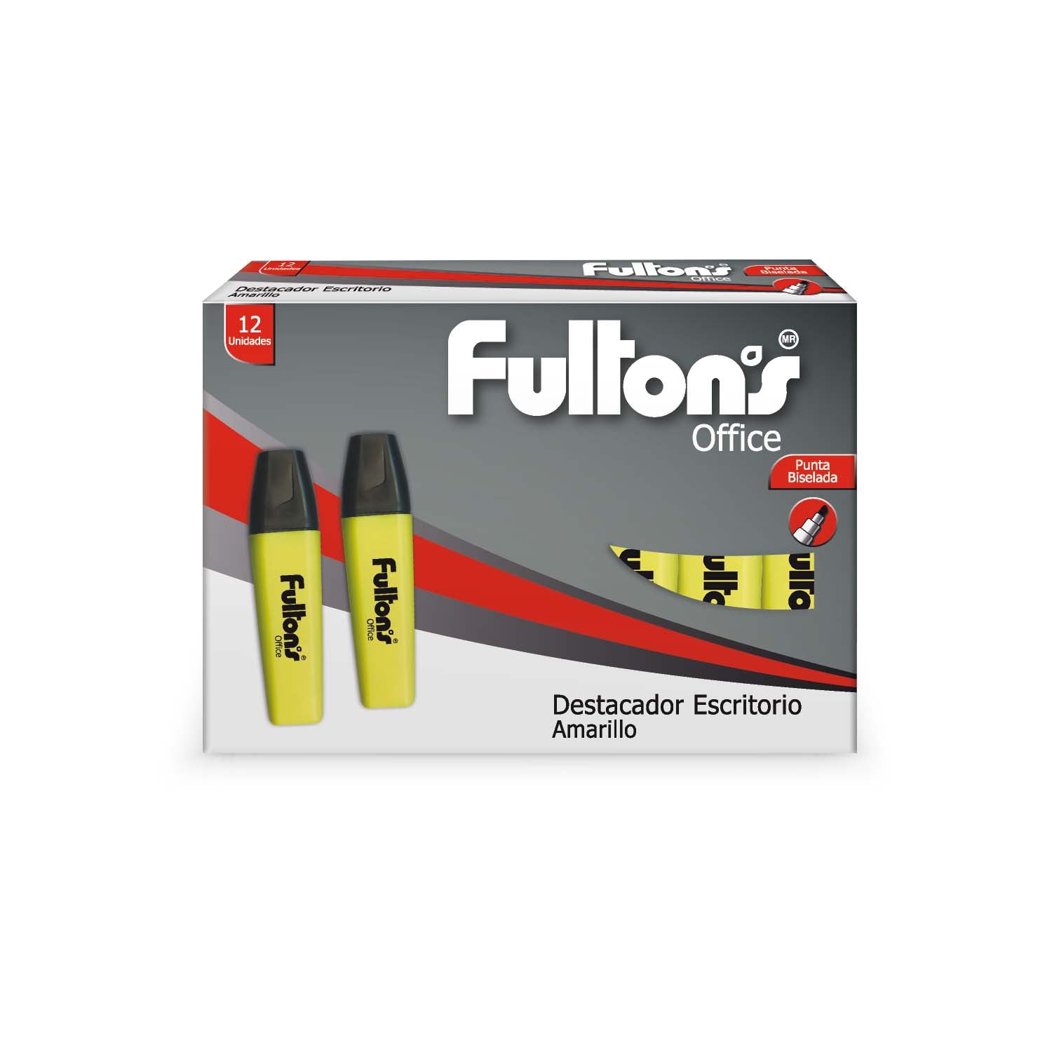 Destacador Escritorio Punta Biselada Amarillo Fultons