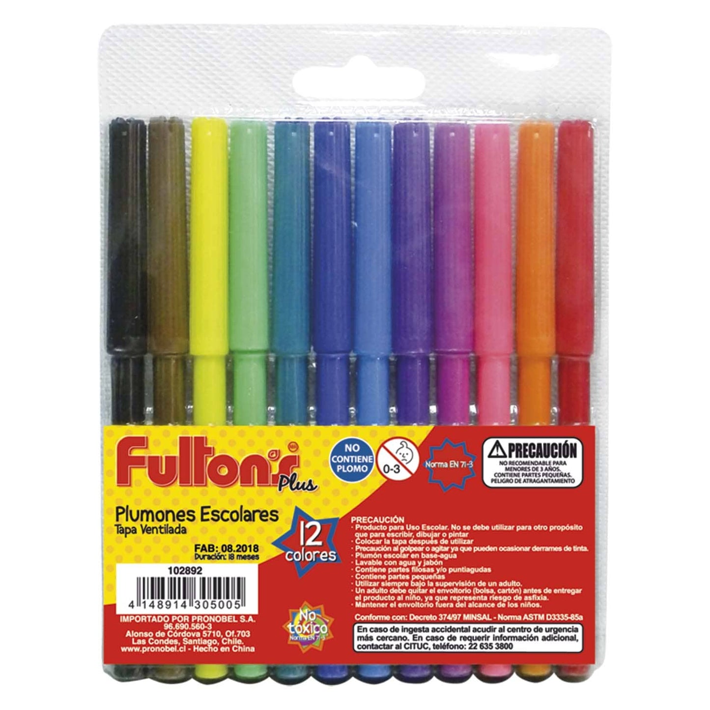 Plumón Delgado 12 Colores | Fultons