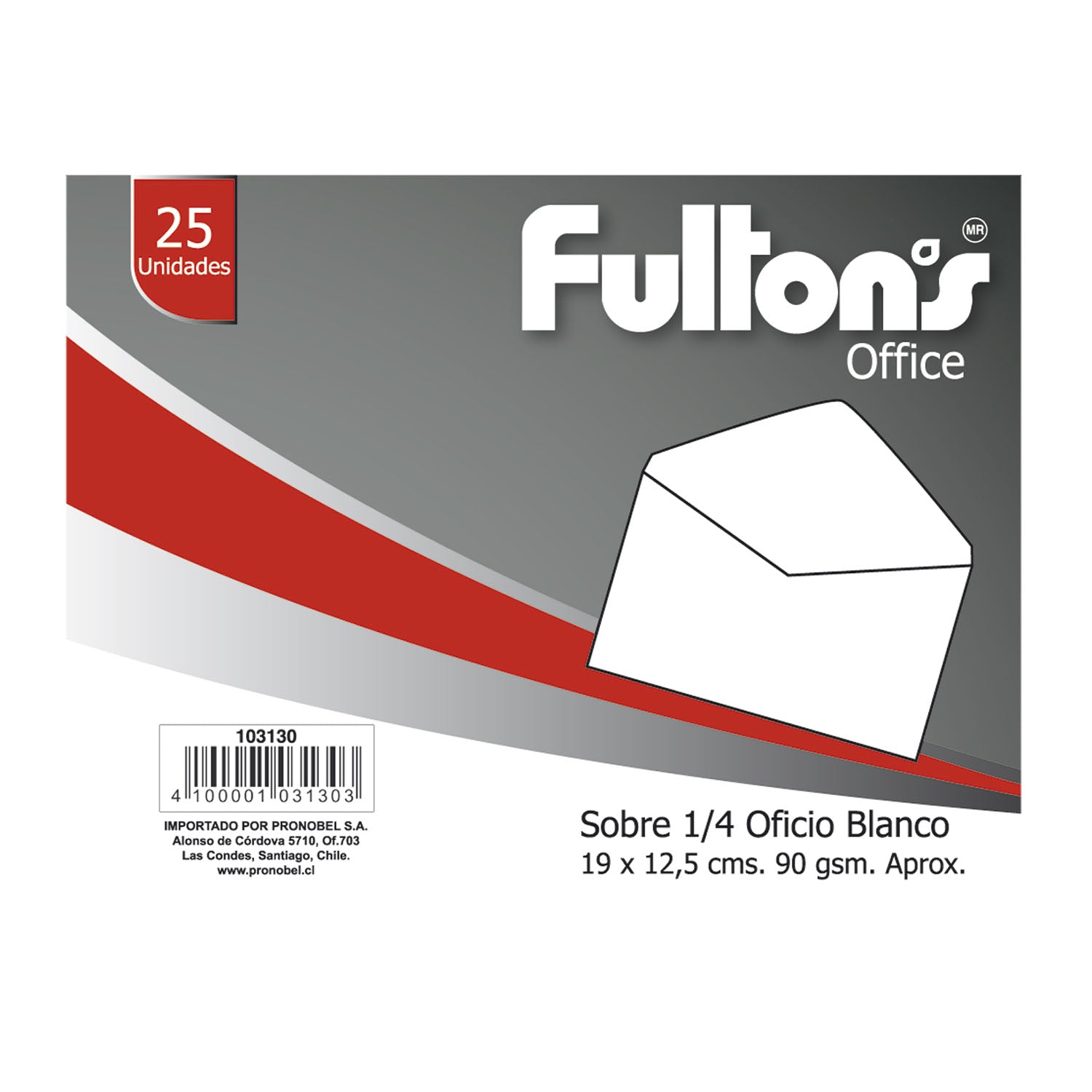 Sobre 1/4 Oficio Blanco 90 gr 25 Un | Fultons