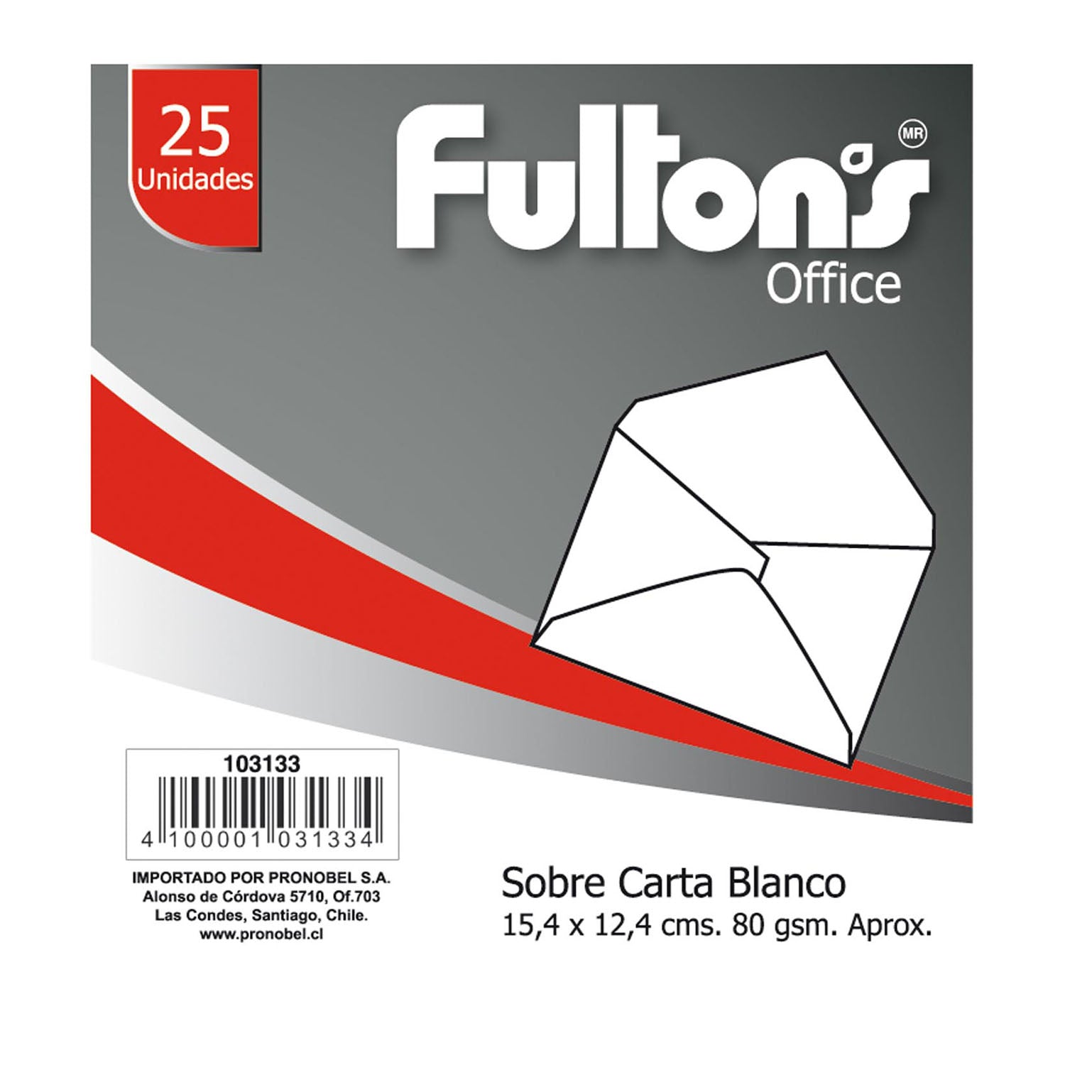 Sobre Carta Blanco 80 gr 25 Un | Fultons