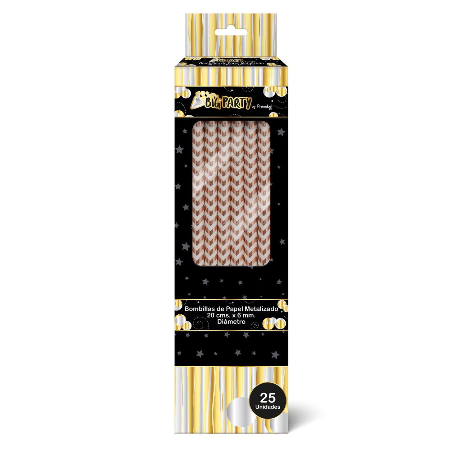 Bombilla Papel Zigzag Rose Gold 25 unidades | Big Party