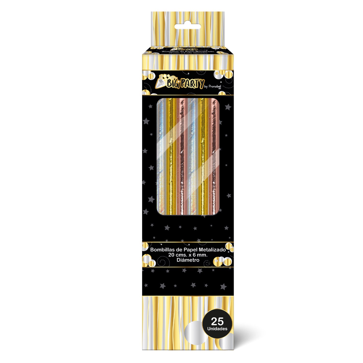 Bombilla Papel Metal Color Surtido 25 unidades | Big Party