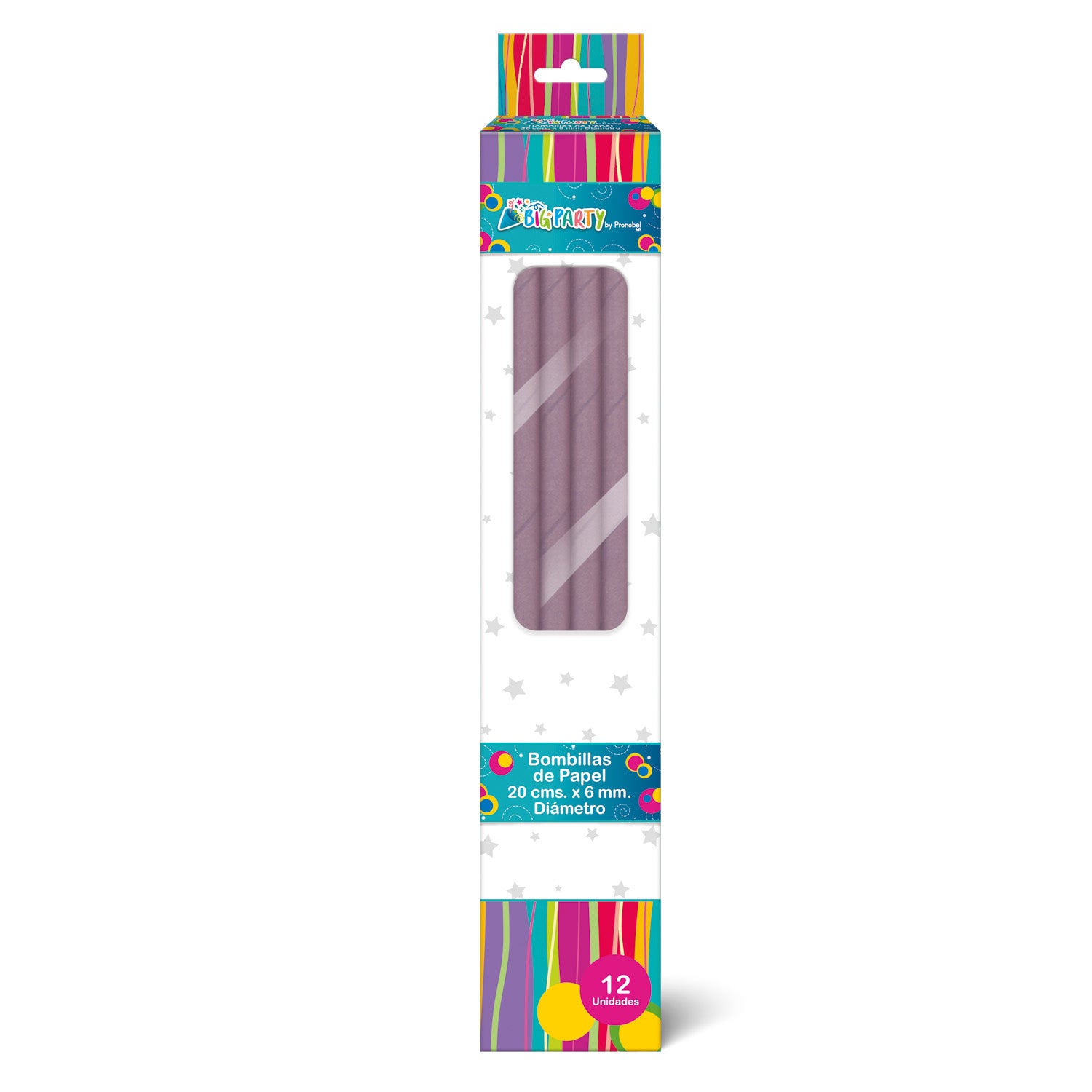 Bombilla Papel Morado 12 unidades | Big Party
