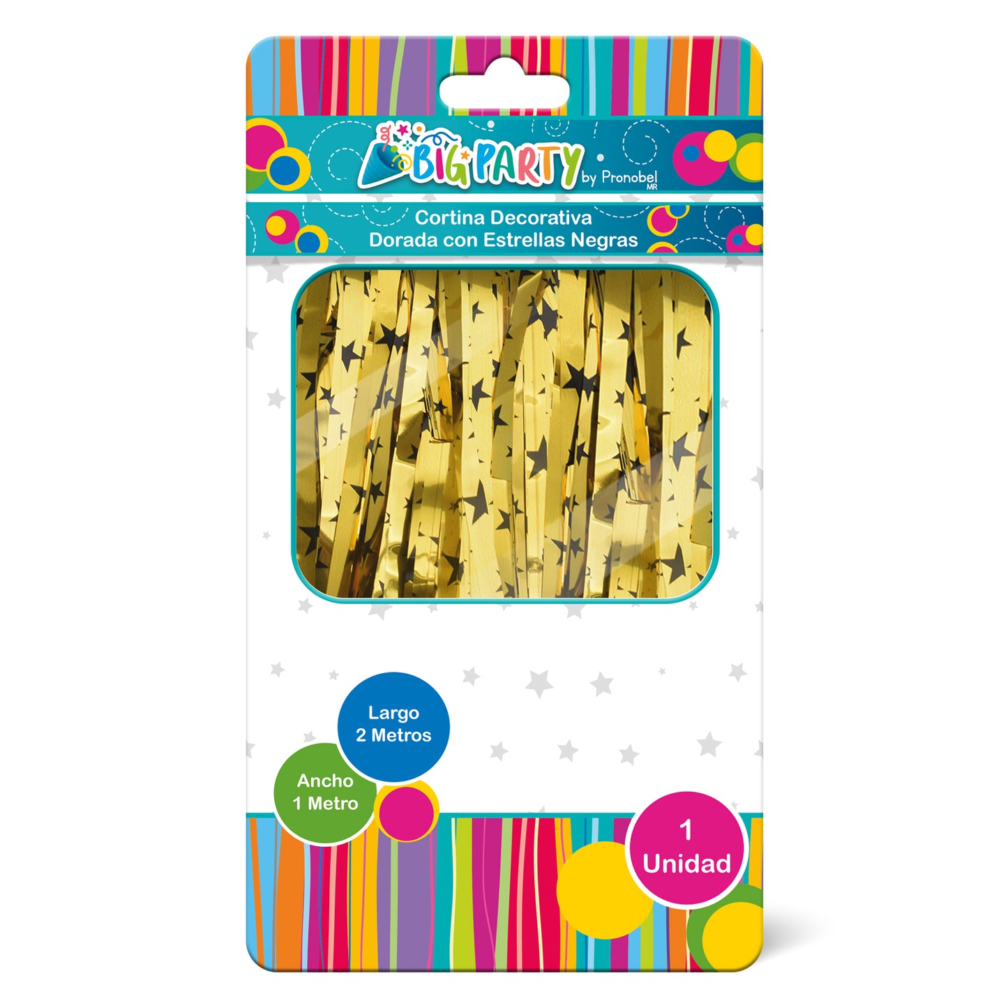 Cortina Negra Con Estrella Dorada 2 Metros | Big Party