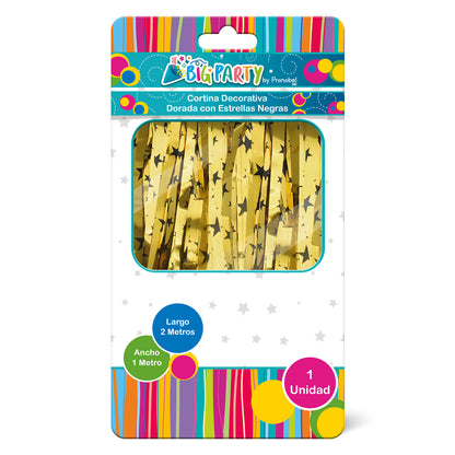 Cortina Negra Con Estrella Dorada 2 Metros | Big Party