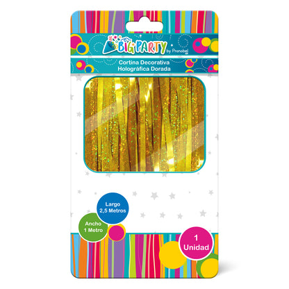 Cortina Holográfica Dorado 2,5 metros | Big Party