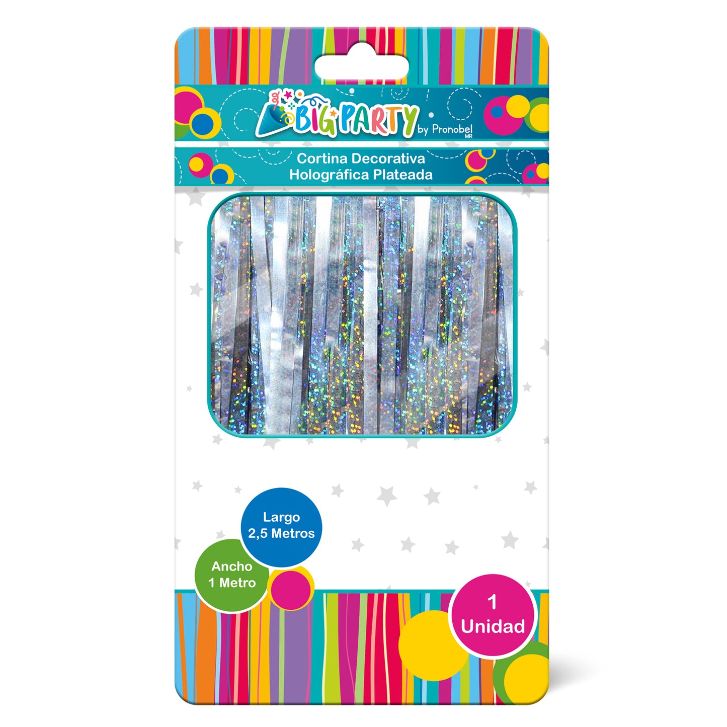 Cortina Holográfica Plateado 2,5 metros | Big Party