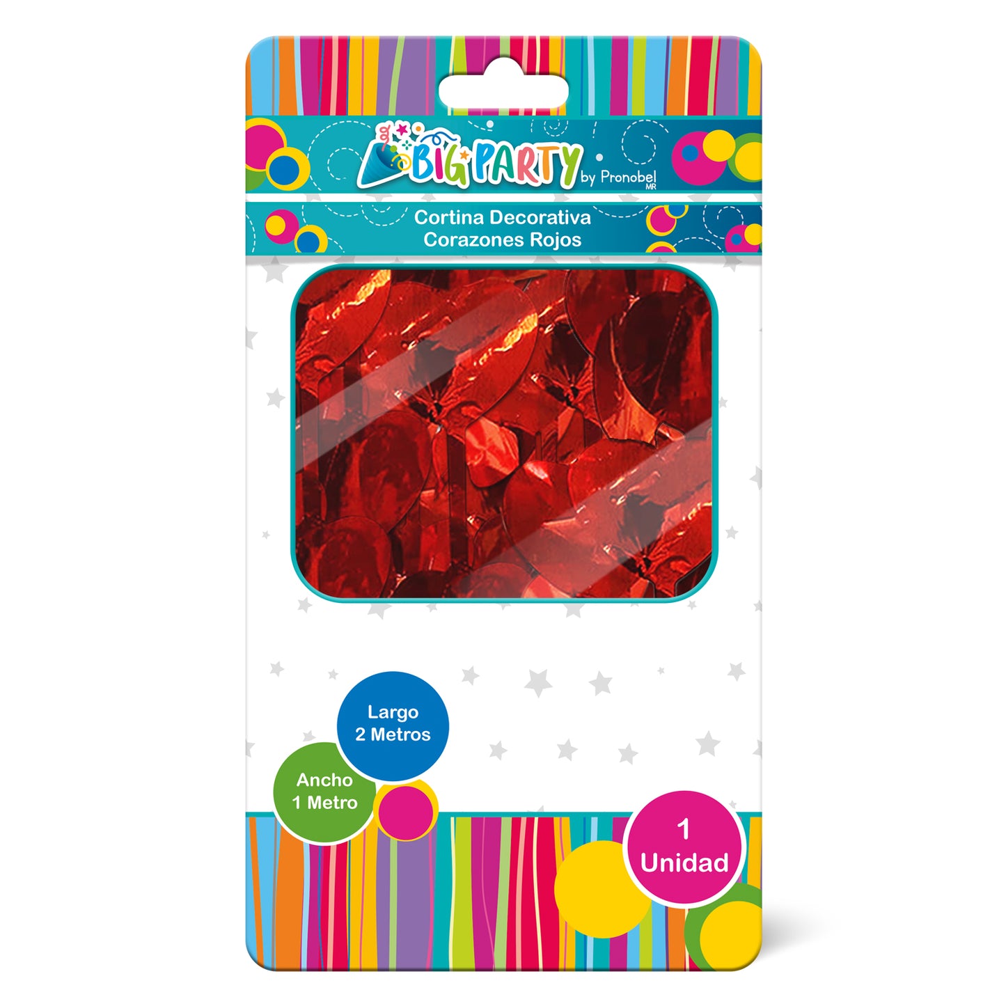 Cortina Corazón Rojo 2 metros | Big Party