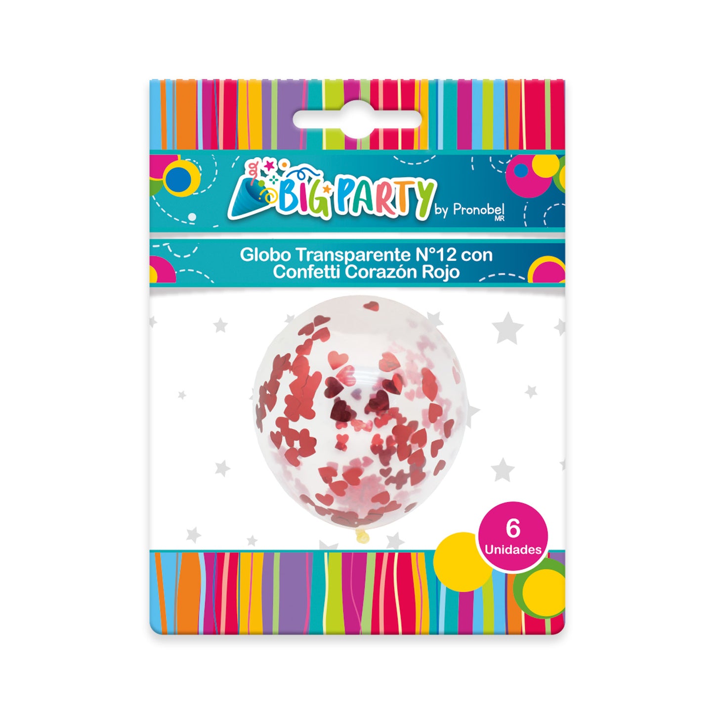 Pack Globo Transparente + Confeti Corazón Rojo | Big Party
