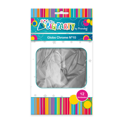 Globo Chrome N° 10 Plateado 12 Un. | Big Party