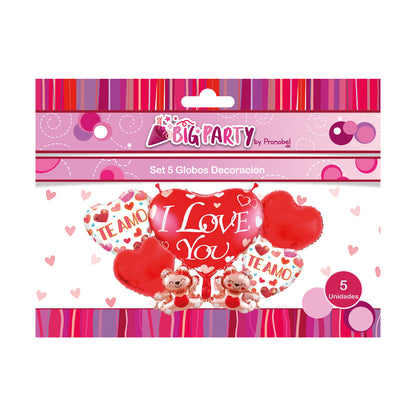 Set 5 Globos Corazon Impreso | Big Party
