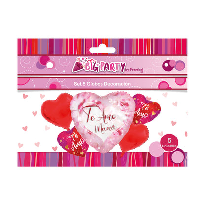 Set 5 Globos Foil Corazon Mama | Big Party