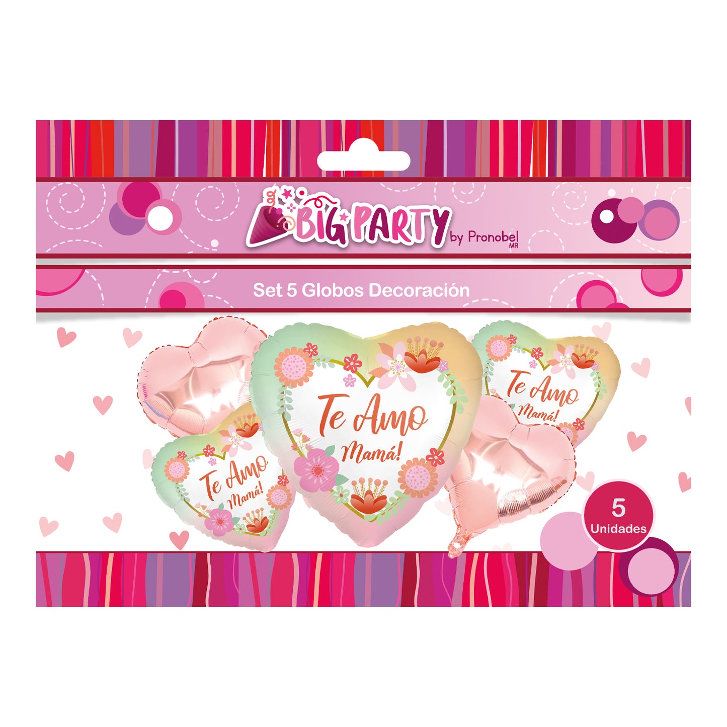 Set 5 Globos Foil Corazon Mamá | Big Party