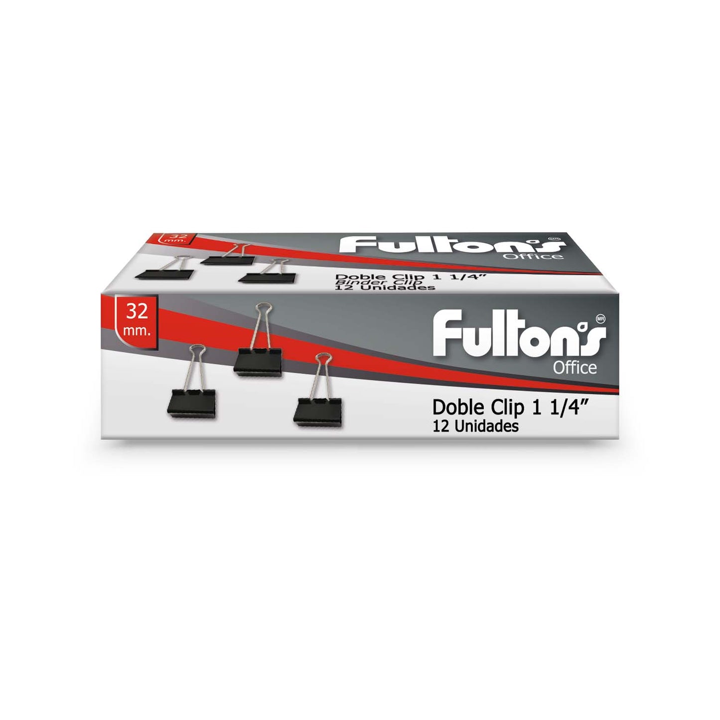 Clip Doble Negro 32 mm Metálico | Fultons