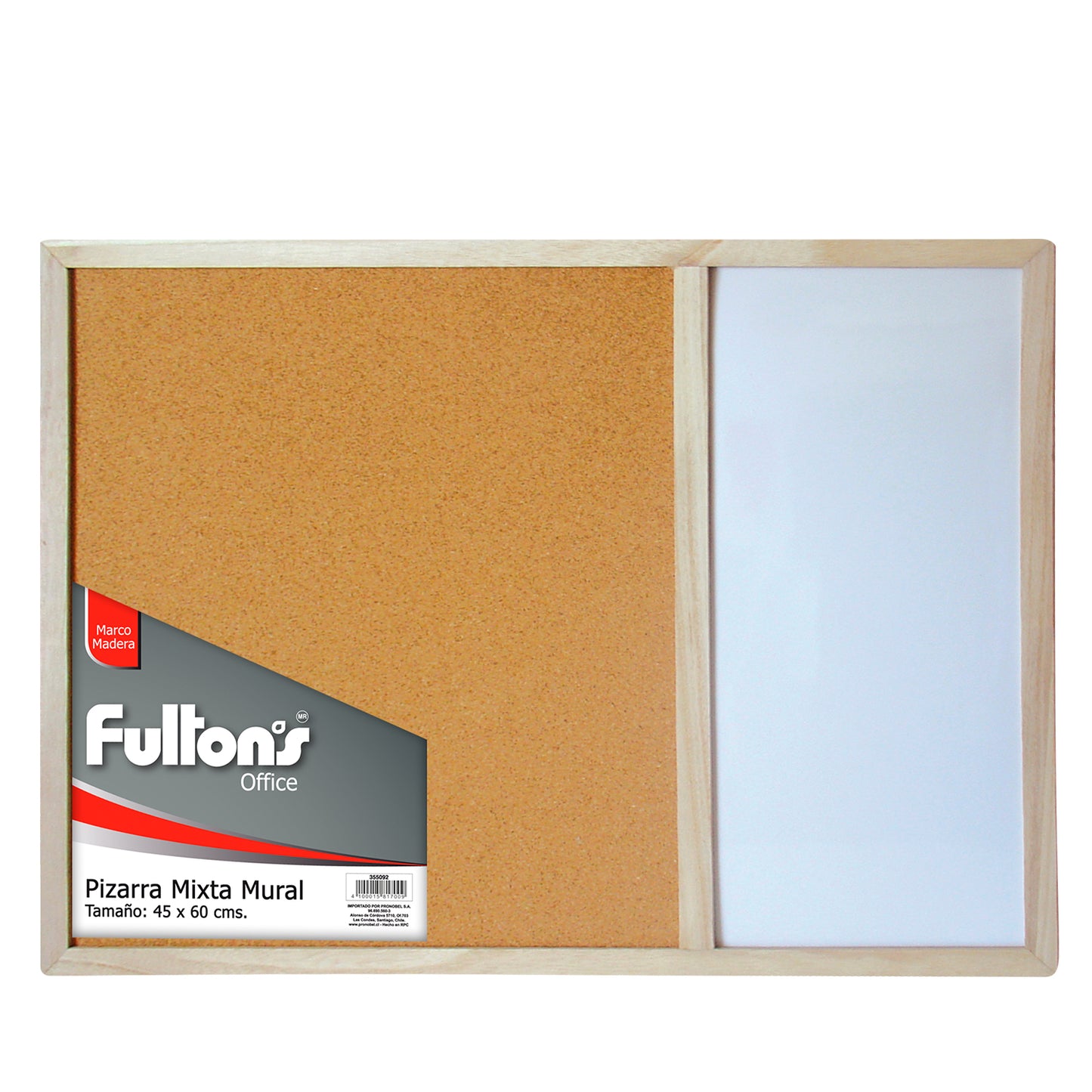 Pizarra Mixta Mural 45x60 cm Marco De Madera | Fultons